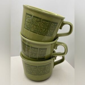 Vintage Taylor Smith & Taylor Oasis Green Pattern Set of 3 Cups